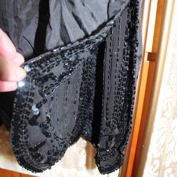 Vintage 1980's Womens Black Beaded Lillie Rubin Cocktail Dress-Size Small-PMNAT1 - Picture 6 of 13